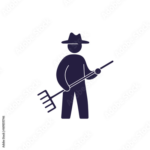 Dark farmer with pitchfork