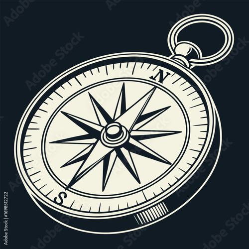 a vintage compass with intricate design and cardinal directions