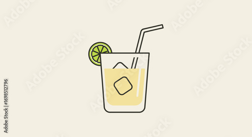 Assorted cold beverages in clear glasses with straws and ice cubes