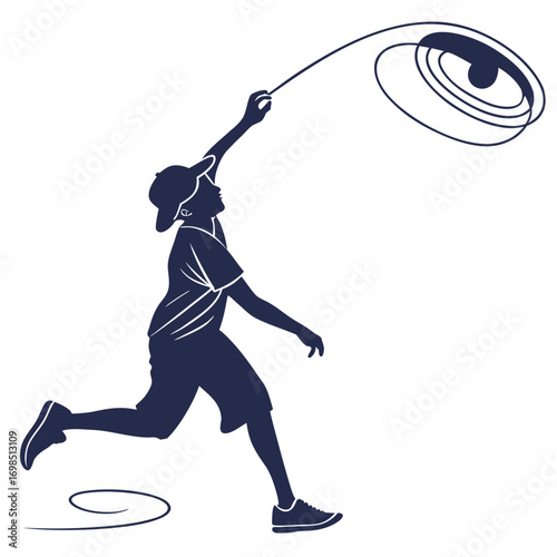 a silhouette figure throwing a discus with dynamic motion