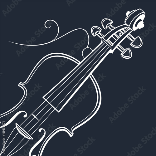 elegant violin illustration with intricate details and flowing lines