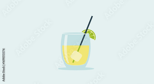 Refreshing tropical citrus cocktails and ice-cold drinks in glasses with lemons on a white background