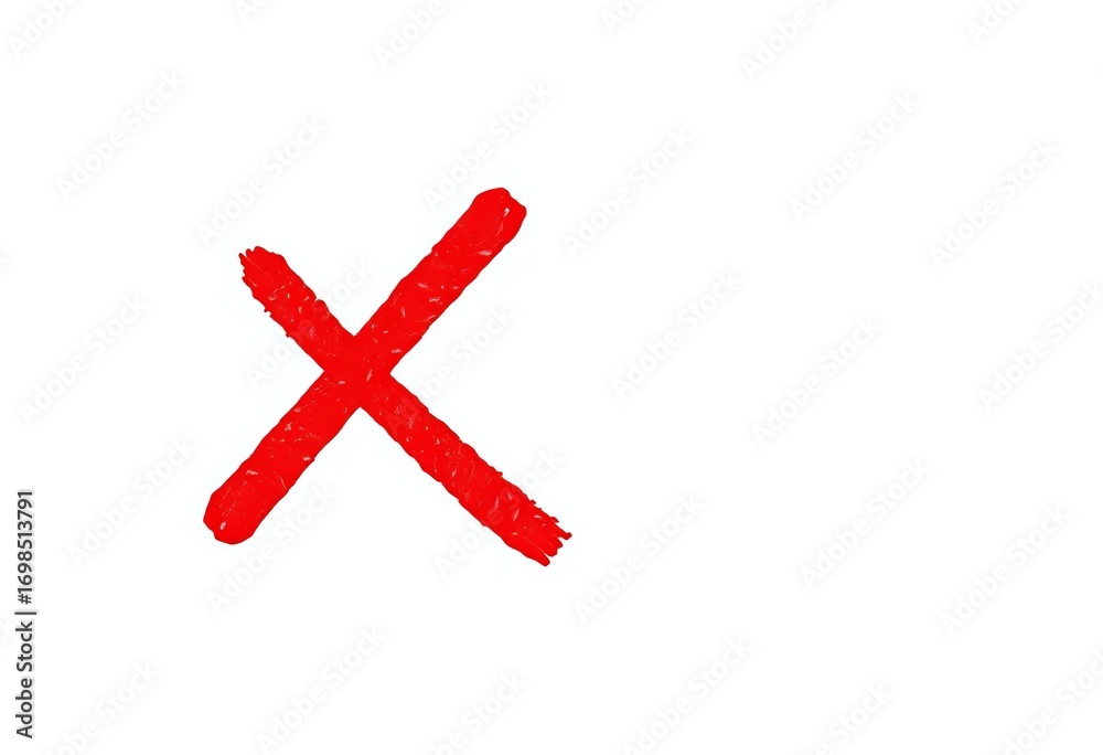 Obraz premium Close-up of a red X mark icon on a white background, mark, no
