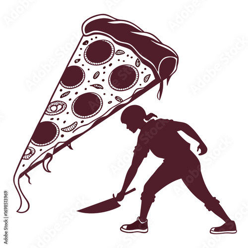 a person carrying an oversized slice of cheesy pizza