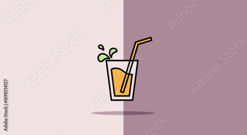 An illustrated vector of cold alcoholic and non-alcoholic drinks, including a glass of beer, juice, and a cocktail