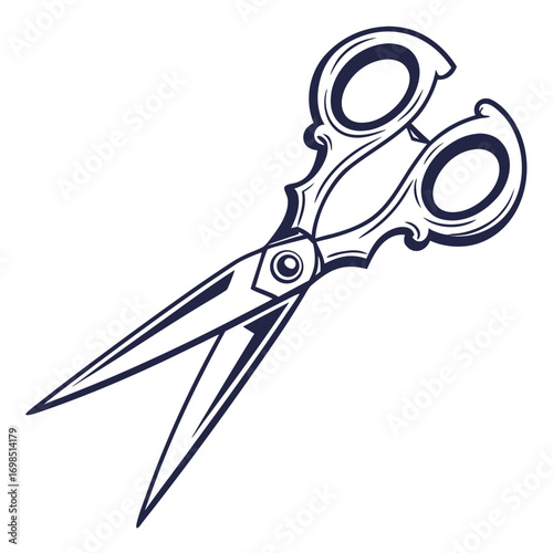 a pair of scissors with intricate handle design