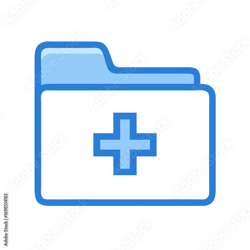 Blue folder with plus sign on black background