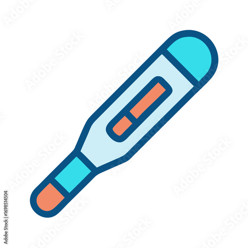 Digital thermometer icon on black background representing health status