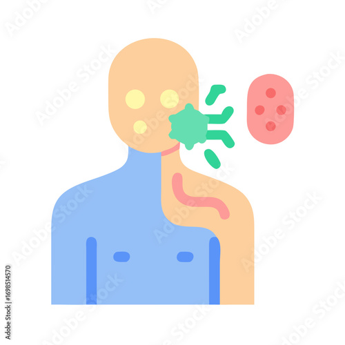 Flat vector image of person with sickness symptoms