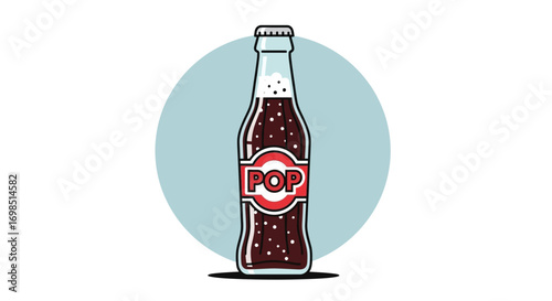 A full bottle and a frosty glass of refreshing brown beer are isolated on a white background