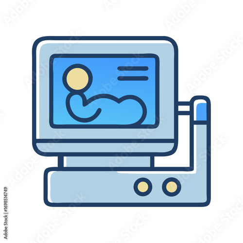 Cartoon medical ultrasound machine icon diagnostic equipment symbol
