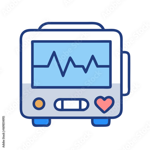 Stylized medical monitor icon depicting a heart rhythm trace