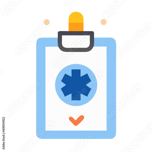 Medical clipboard icon symbol with check mark flat design