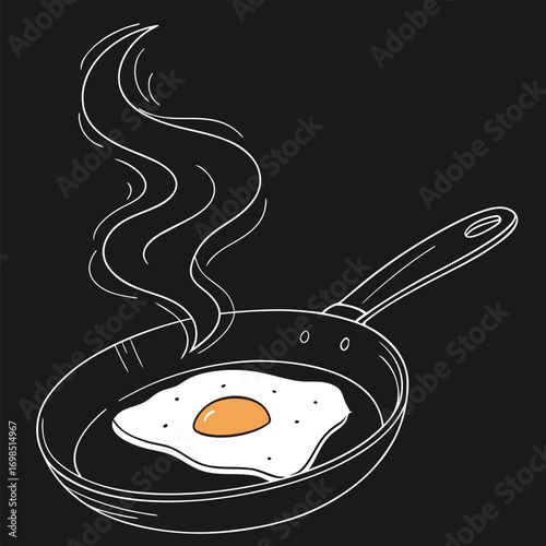a steaming egg cooking in a frying pan