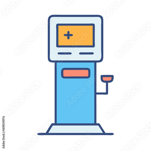 Digital health check kiosk illustration in flat design style