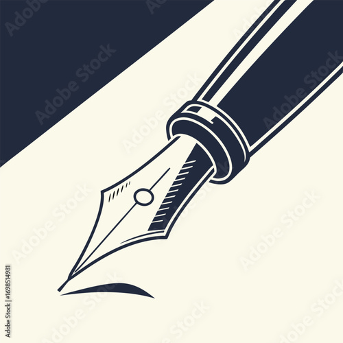 a detailed illustration of a classic fountain pen nib