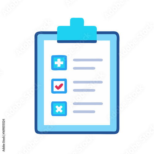 Medical checklist clipboard with options flat vector design