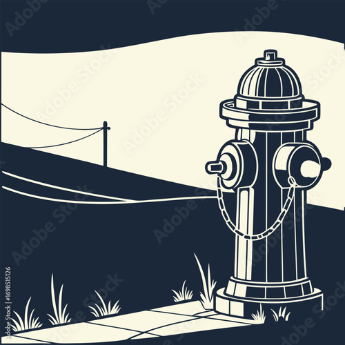 a fire hydrant stands alone on a quiet street corner