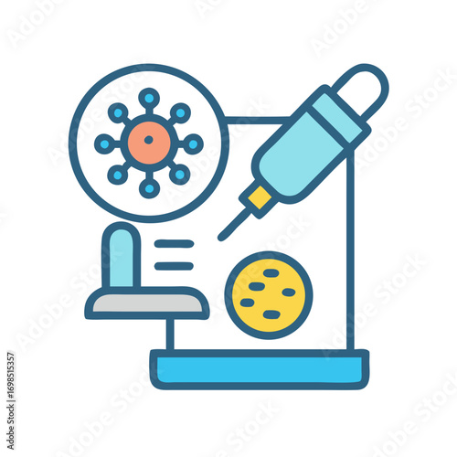 Virus research and vaccine development icon in modern design