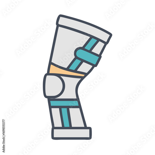 Stylized knee brace support medical rehabilitation device graphic icon