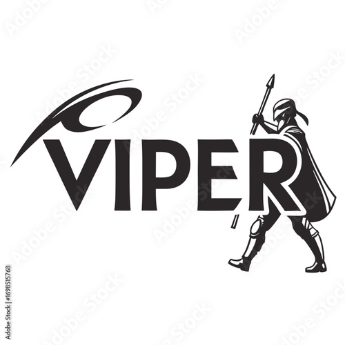 Viper logo with warrior figure holding spear