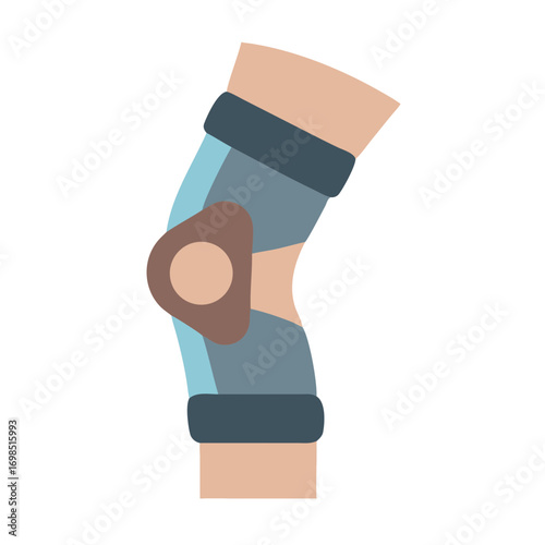 Illustration of a leg with knee support brace for injury