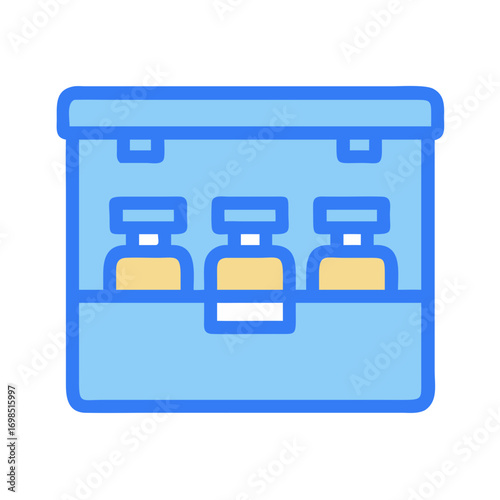 Flat design illustration of counter with three bottles