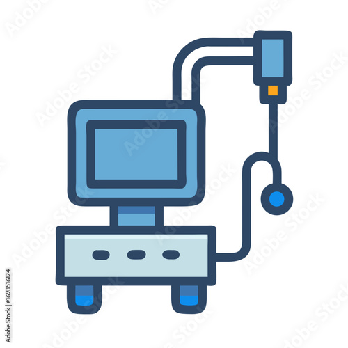 Cartoon style medical equipment illustration on a black background