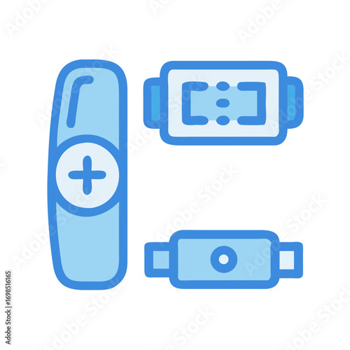 Icon set of medical devices isolated on black background