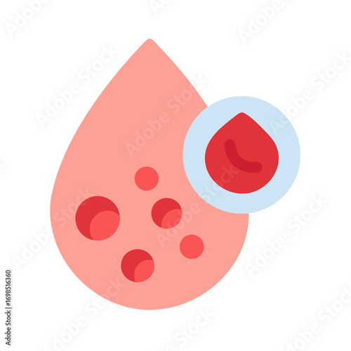 Blood drop illustration with close-up view on black background
