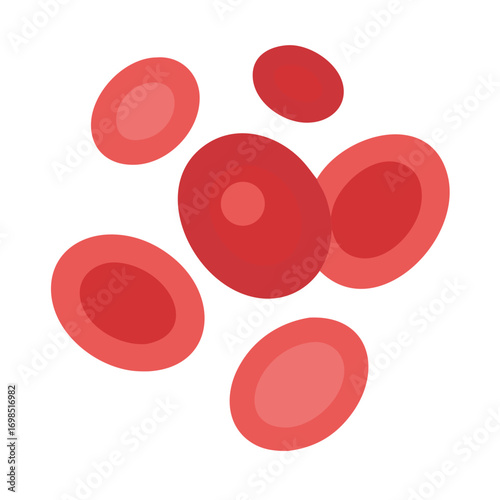 Red blood cells in flat style on black background