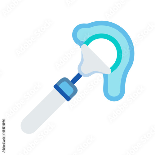 Cartoon illustration of paint brush with blue and white paint