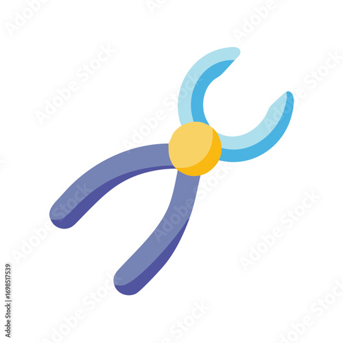 Illustration of specialized nippers with blue handles on black background