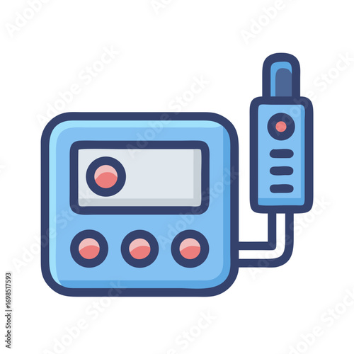 Blue medical device with sensors on black background image