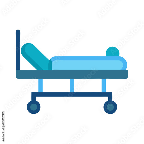 Stylized illustration of a medical gurney against a black background