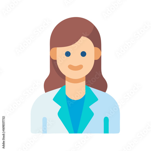 Flat design icon of female doctor or professional