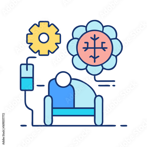 Conceptual illustration of medical treatment and technological advancement process
