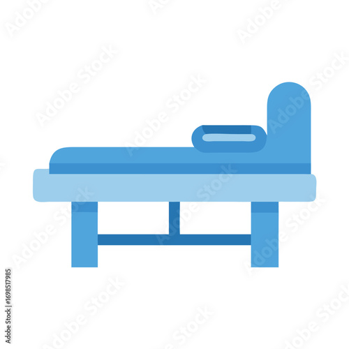 Blue bed icon on black background for health care