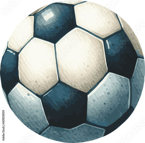 Vector watercolor painted illustration of a football ball