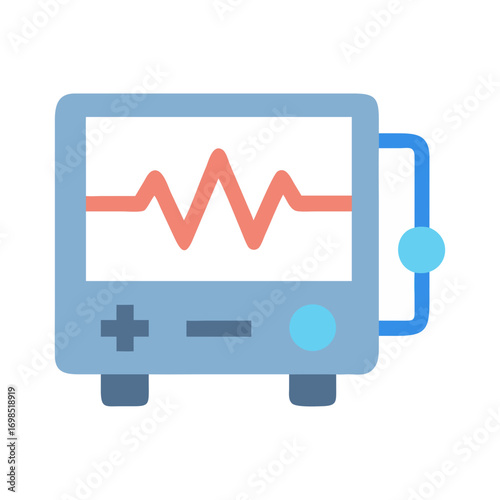 Flat design EKG monitor illustration with heartbeat trace