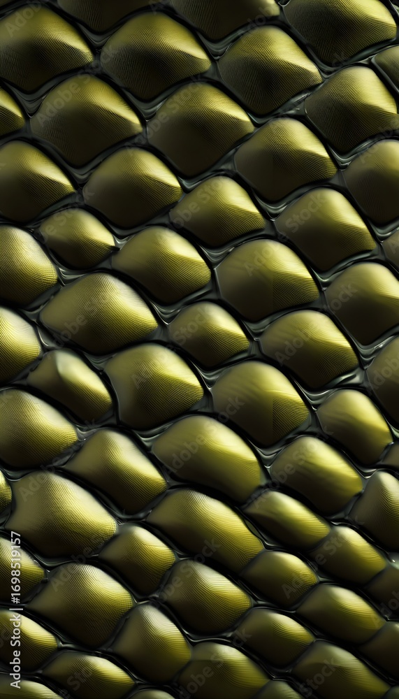 Fototapeta premium Golden snake scales close-up texture
