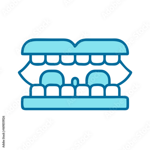 Open mouth with teeth isolated on black background icon