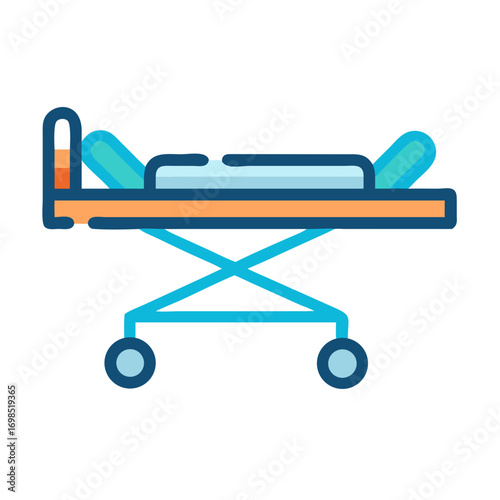 Medical gurney on black background illustration