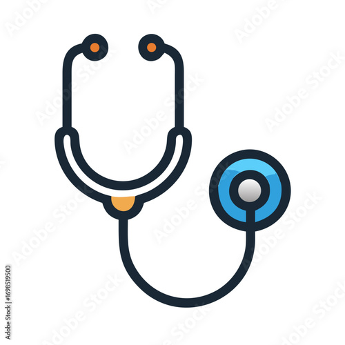 Simple flat design stethoscope on black medical healthcare background