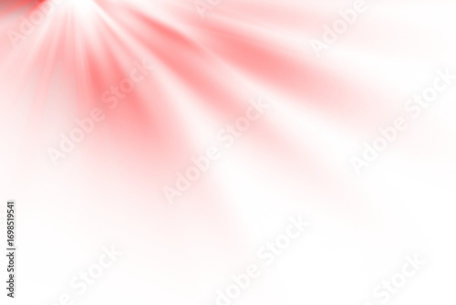 Bright red light rays emanating from top left corner isolated on white background