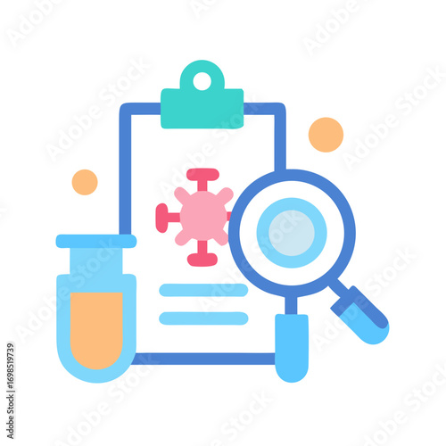 Coronavirus research flat illustration icon on black background