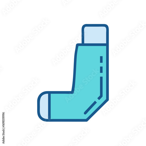 Blue asthma inhaler on a black background stock image