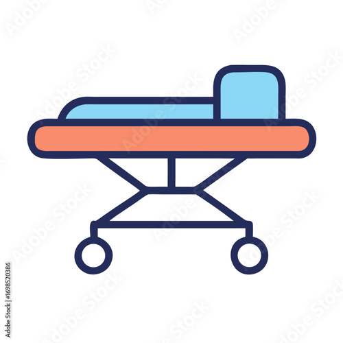 Vector illustration of hospital gurney with rounded edges design
