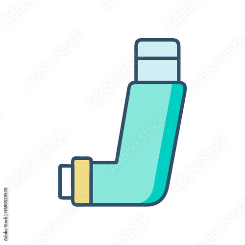 Asthma inhaler in flat style on black background isolated
