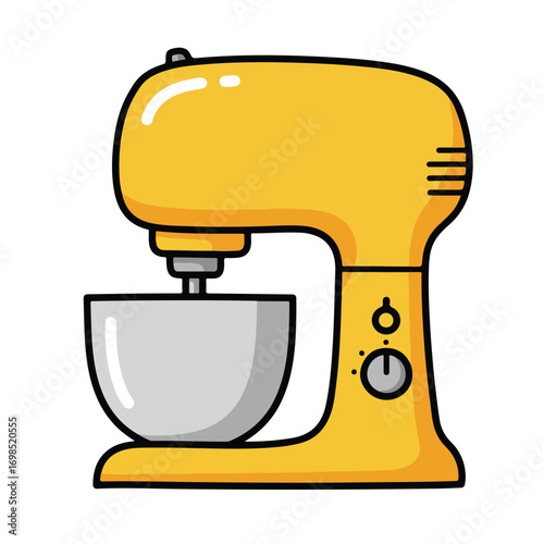 Yellow stand mixer with bowl